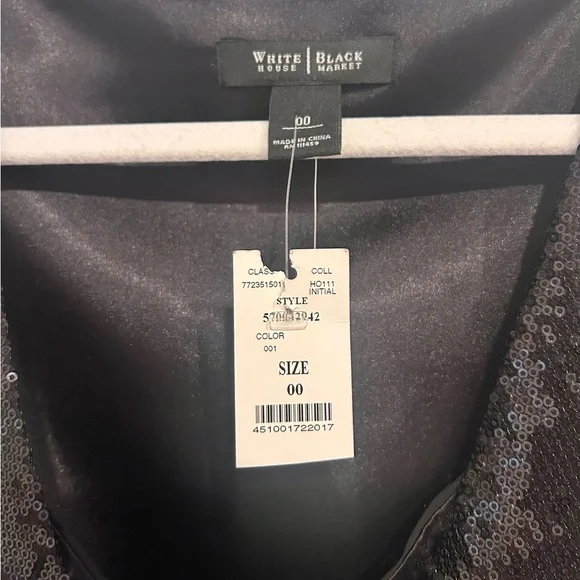 🆕 NWT White House Black Market Black Sequin Mini Dress Size 00 - Picture 6 of 7